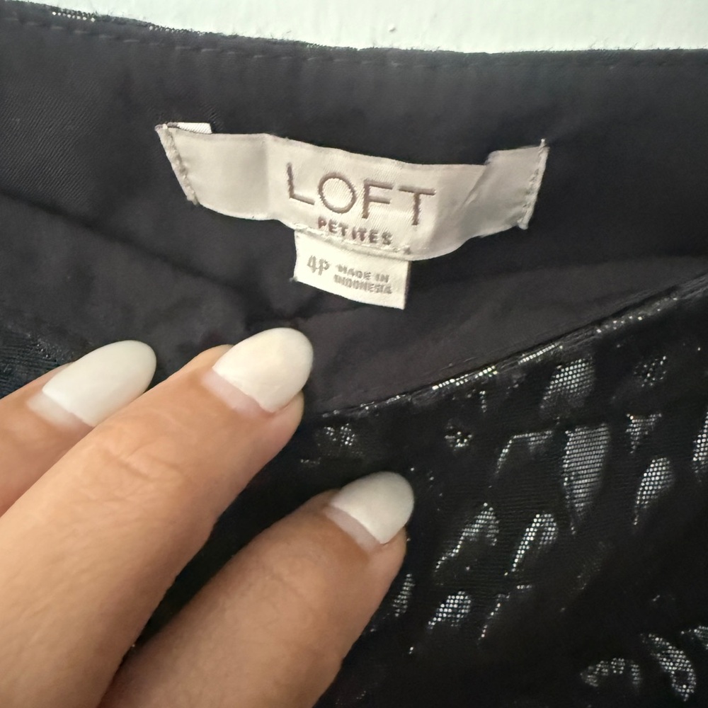 LOFT Black Textured A-Line Skirt - Picture 8 of 8